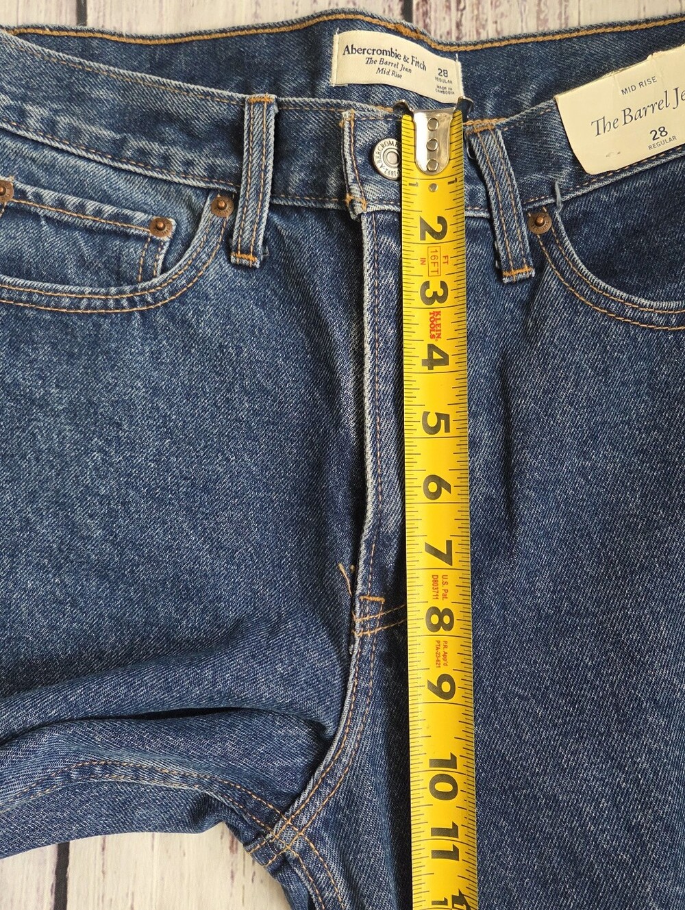 Abercrombie & Fitch Mid Rise Barrel Jean Heavyweight Rigid Dark Wash 28 NEW - Picture 7 of 10